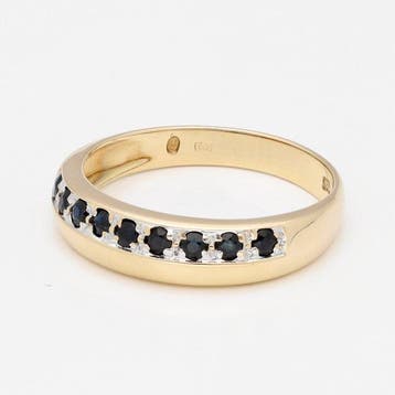 Bague - 14 carats Or jaune - Saffier, Handtassen en Accessoires, Ringen, Nieuw