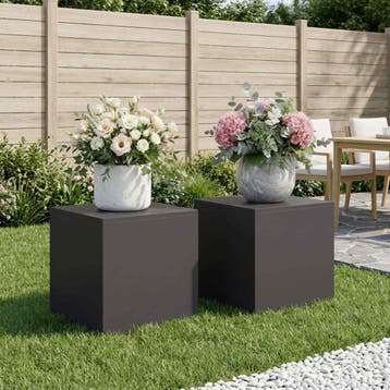 vidaXL Plantenstand 2 pcs Zwart 40 x 40 x 40 cm Staal, Jardin & Terrasse, Verzenden