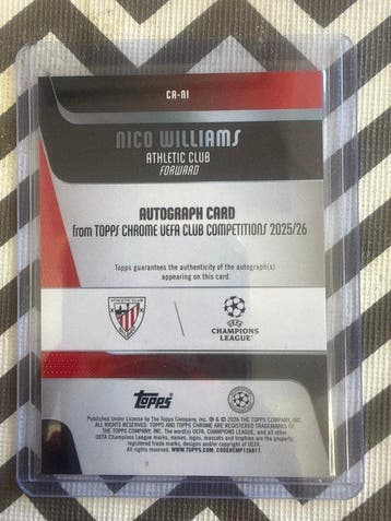 2025/26 Topps UEFA Champions League Nico Williams Carte, Nieuw