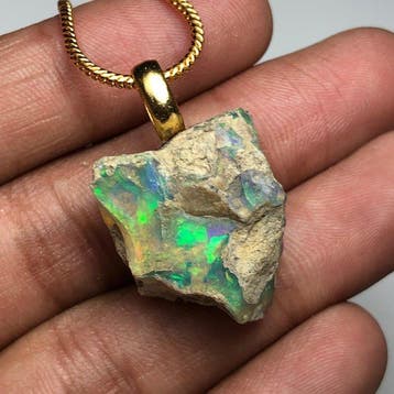 Metaal - Bel hanger - Sprankelend Opal rauw