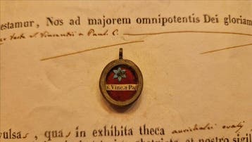 Reliekhouder - Messing, Glas, Textiel - 1850-1900 - Ex Veste