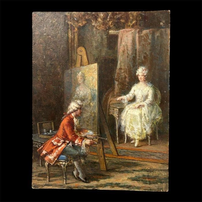 Nazzareno Sidoli (1879–1969) - Nello Studio del Pittore, Antiquités & Art, Art | Peinture | Classique