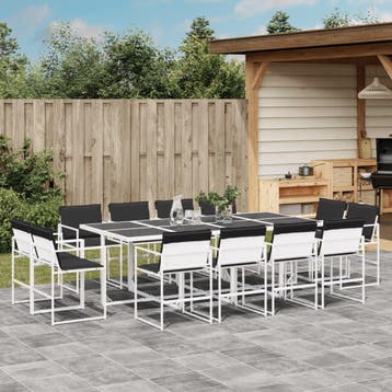 vidaXL 13-delige Tuinset met kussens textileen wit, Verzenden, Tuinset