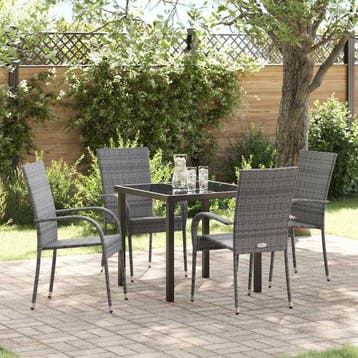 vidaXL Tuin Eettafel Set 5 pcs Grijs Gepoedercoat staal, Verzenden, Nieuw