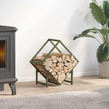 vidaXL Brandhoutrek 50x25x50 cm koudgewalst staal olijfgroen, Verzenden