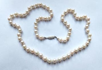 Zonder minimumprijs - Halsketting 9 kt witgoud - Akoya, Handtassen en Accessoires, Nieuw