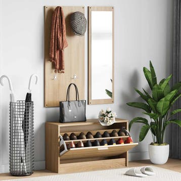vidaXL 3-in-1 schoenenkastset Sonoma eiken bewerkt hout, Verzenden