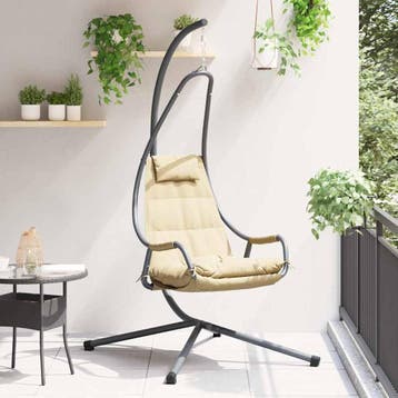 vidaXL Hangende ei-stoel Staal 94 x 107 x 196,5 cm Beige, Verzenden