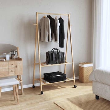 vidaXL Kledingrek met schappen en wielen 96x45,5x155,5 cm, Verzenden