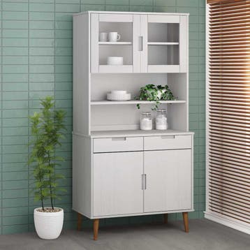 vidaXL Opzetkast MOLDE 90x35x100 cm massief grenenhout wit, Huis en Inrichting, Kasten | Dressoirs, Verzenden, Nieuw