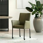 Leren eetkamerstoel Comfort met wieltjes en armleuning -, Huis en Inrichting, Stoelen, Overige kleuren, Nieuw, Leer, Ophalen of Verzenden