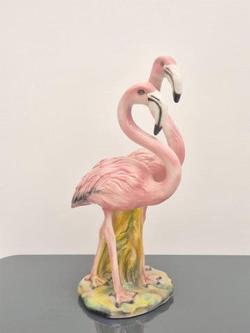 Beeld, Coppia fenicotteri - 55 cm - Keramiek