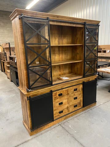 Iron buffetkast, mangohout (nieuw, A-keuze), Huis en Inrichting, Kasten | Buffetkasten, Nieuw, Glas