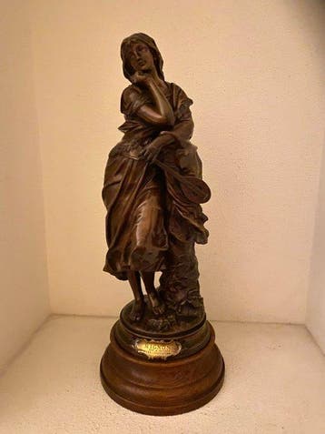A. Gaudez - Beeld, MIGNON - 49 cm - Brons, Hout