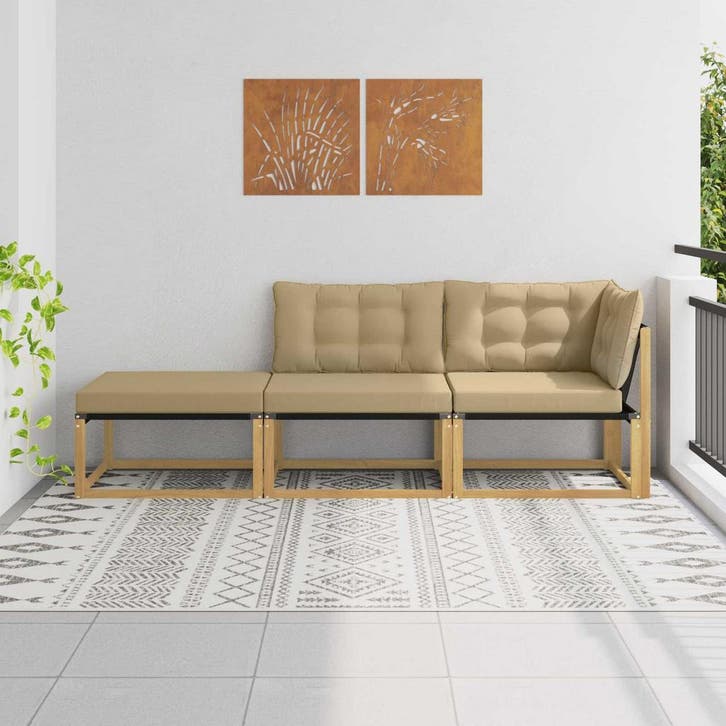 vidaXL Sectie Sofa Eenheden met kussen Wit 241,5 x 83 x 73, Jardin & Terrasse, Ensembles de jardin, Envoi