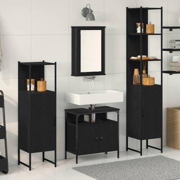 vidaXL Badkamermeubel Set met plank 4 pcs Zwart eiken, Verzenden