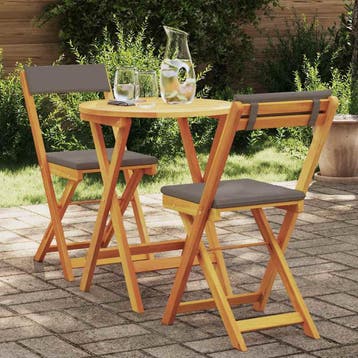 vidaXL Tuin Eettafel Set 3 st Olie Natuurlijk Massief Acacia, Verzenden