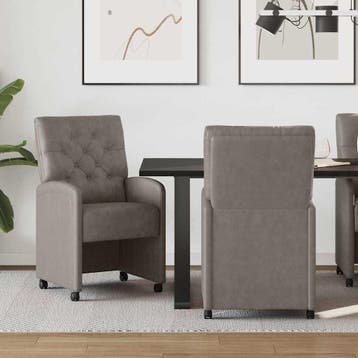 vidaXL Eetkamerstoelen met wielen 2 pcs Grijs 58 x 67 x 97, Huis en Inrichting, Verzenden, Nieuw