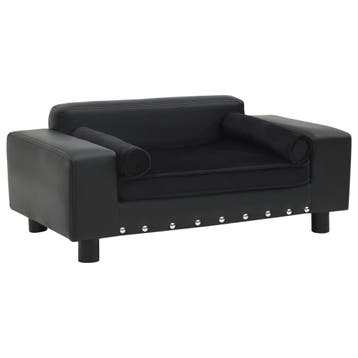 vidaXL Hondenbank 81x43x31 cm pluche en kunstleer zwart, Dieren en Toebehoren, Verzenden, Nieuw