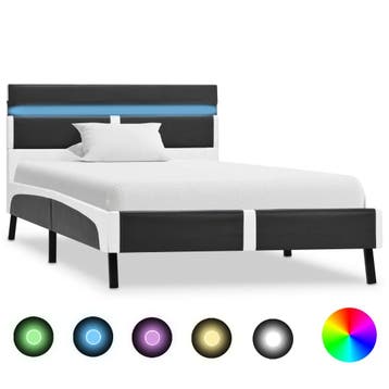 vidaXL Bedframe met LED kunstleer grijs 90x200 cm, Verzenden, Nieuw