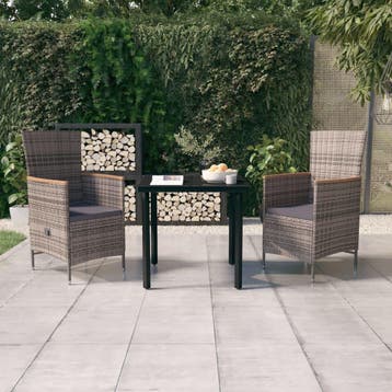 vidaXL 3-delige Tuinset met kussens grijs, Verzenden, Tuinset