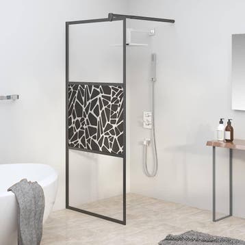 vidaXL Inloopdouchewand met stenenmotief 90x195 cm ESG-glas, Doe-het-zelf en Bouw, Verzenden, Nieuw