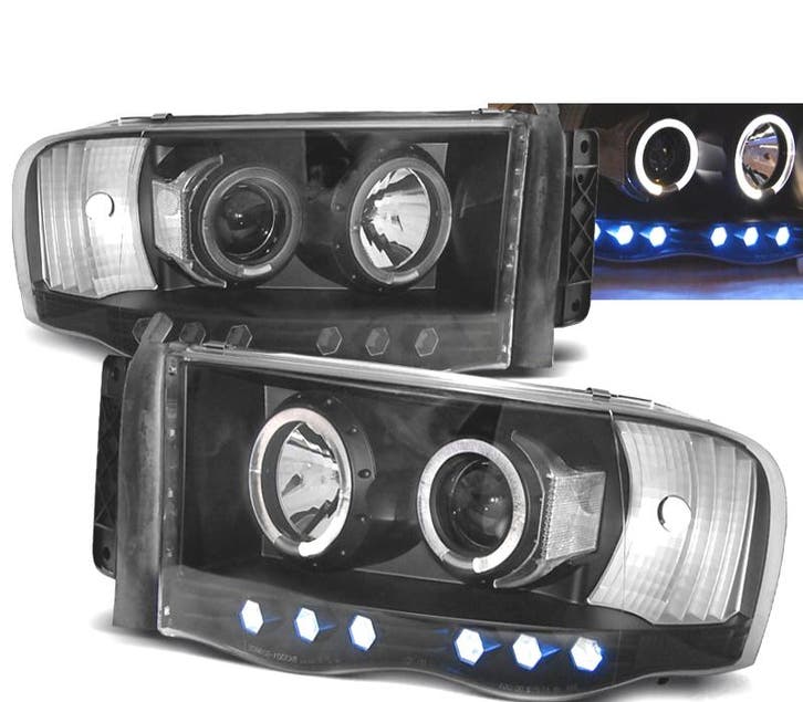 PHARES POUR DODGE RAM 02-06 ANGEL EYES NOIR, Auto-onderdelen, Verlichting, Verzenden