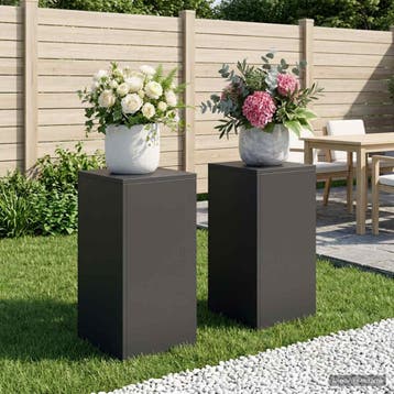 vidaXL Plantenstand 2 pcs Zwart 30 x 30 x 60 cm Staal, Verzenden