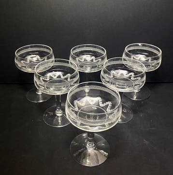 Baccarat - Champagneglas - Oude guilloché-decoratie