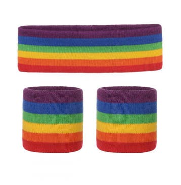 KIMU® Kind Zweetbandjes Set Regenboog Kinder Hoofdband Polsb, Ophalen of Verzenden