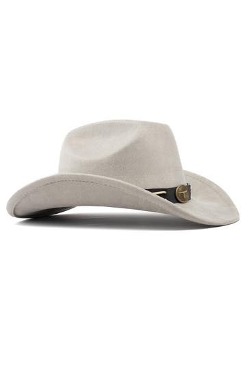 KIMU® Cowboyhoed Grijs Gevlochten Band Verstelbaar t/m 59 Gr, Ophalen of Verzenden, Nieuw