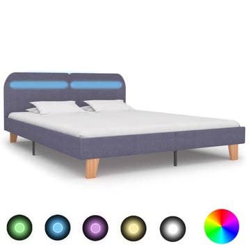 vidaXL Bedframe met LED stof lichtgrijs 160x200 cm, Verzenden