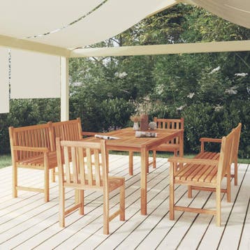 vidaXL 5-delige Tuinset massief teakhout, Verzenden, Nieuw, Tuinset
