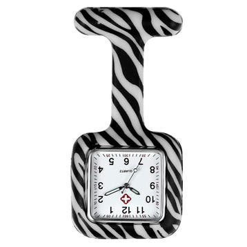 Fako - Verpleegstershorloge - Siliconen Vierkant - Zebra Wit, Verzenden, Nieuw