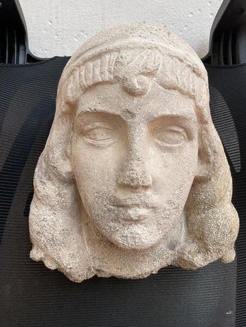 sculptuur, Volto di Cleopatra - 38 cm - Steen, Antiek en Kunst
