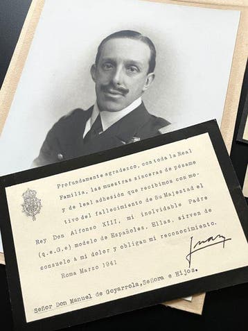 Autógrafo - Muerte de Alfonso XIII. Firma y pésame Juan de