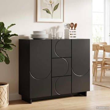 vidaXL Dressoir Zwart 85,5 x 31 x 75 cm Bewerkt hout, Huis en Inrichting, Kasten | Dressoirs, Verzenden, Nieuw