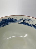 Kyo-yaki blauw-wit met geluks-/landschap venster