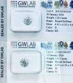 2 pcs Diamant (Naturelle) - 2.03 ct - Rond - D (incolore) -