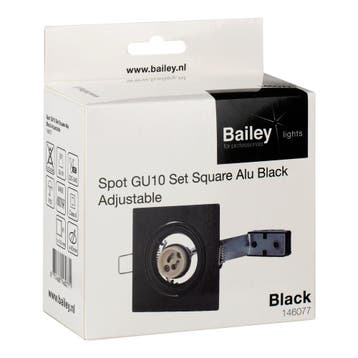 Spot Encastré Carré Réglable GU10 Aluminium Noir - 146077, Verzenden