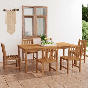 vidaXL 7-delige tuinset 200x100 cm massief teakhout, Verzenden, Nieuw, Tuinset