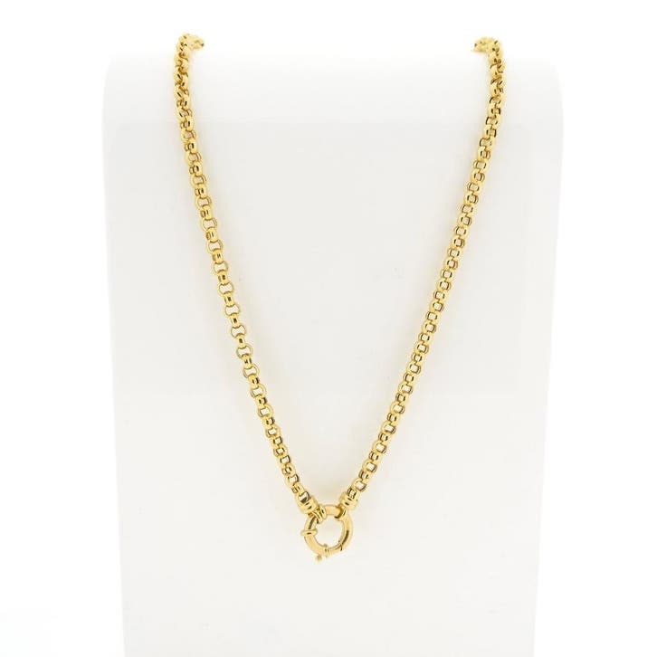 Gouden jasseron schakelketting, Handtassen en Accessoires, Kettingen, Goud, Gebruikt, Goud, Ophalen of Verzenden