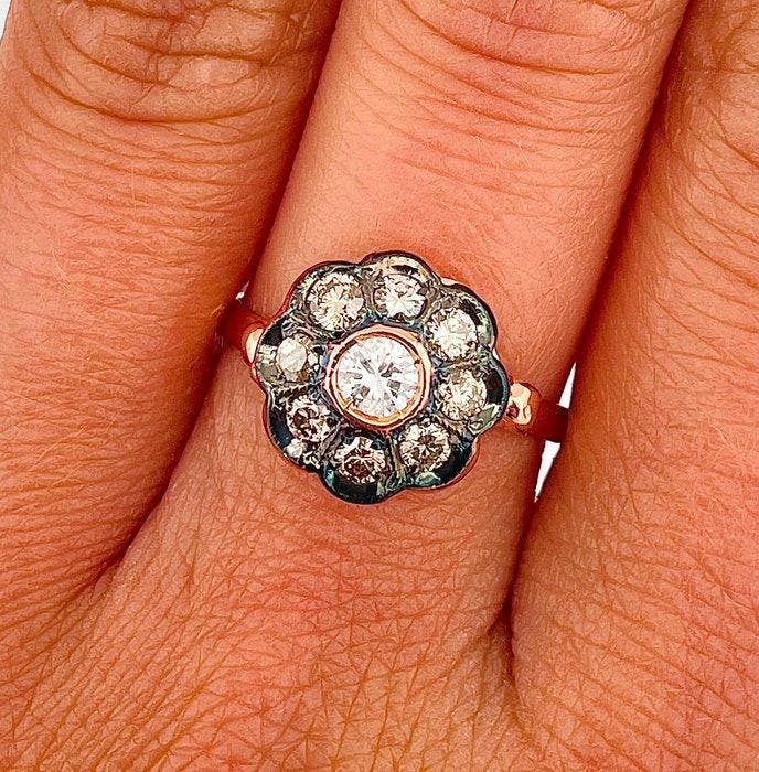 Sans prix de réserve - Bague - 9 carats Or rose, Argent, Handtassen en Accessoires, Ringen