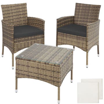 tectake Wicker zitgroep Luzern 2+1 met kussenhoezen in 2 kle, Tuin en Terras, Tuinsets en Loungesets, Verzenden, Nieuw