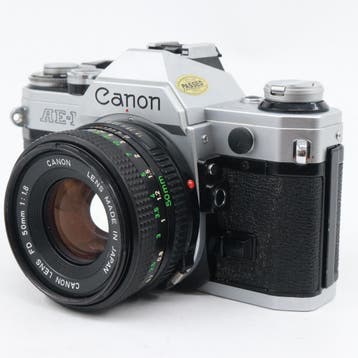 Canon AE-1 zilver + FD 50mm f/1.8 | Tweedehands, Verzenden, Zo goed als nieuw