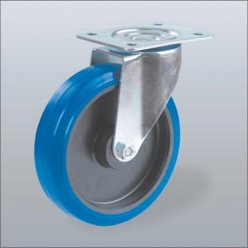 2dekans | Blauw elastisch rubber zwenkwiel met topplaat -, Ophalen of Verzenden, Nieuw