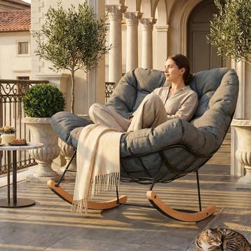 Schommelstoel - Fauteuil met armleuning - Relaxfauteuil - Re, Verzenden