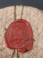 Reliekhouder - Messing, Glas, Hout, Textiel, Papier -