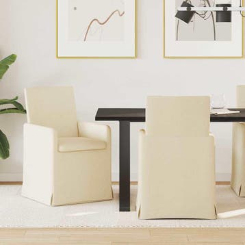 vidaXL Eetstoelen 2 st Stof Crèmekleurig 57 x 68 x 94 cm, Verzenden