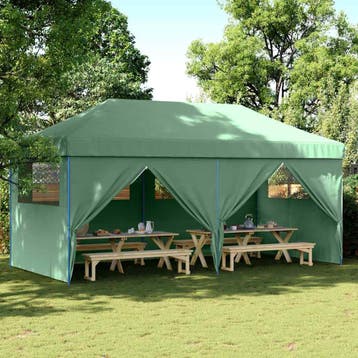 vidaXL Partytent inklapbaar pop-up met 4 zijwanden groen, Verzenden